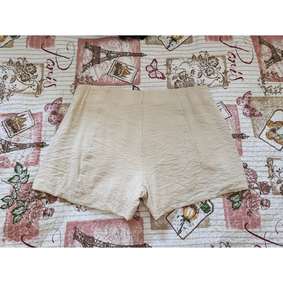 Mystree Women's Rayon Blend Chino Shorts Beige and Orange with Pockets Size L - Picture 6 of 11